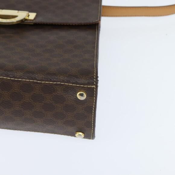 CELINE Macadam Canvas Hand Bag PVC Leather 2way Brown Gold...